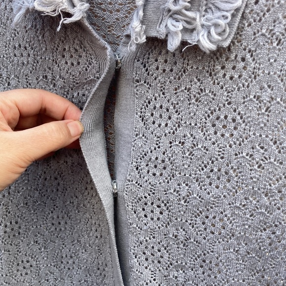 Chelsea & Violet gray knit sweater with loops on collar snap buttons sz. XS - Picture 3 of 8